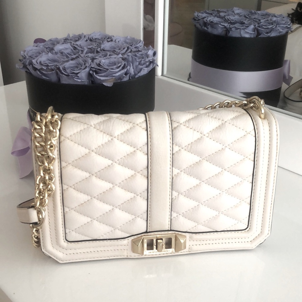 Rebecca Minkoff Love Crossbody Quilted Shoulder Bag Light Pink